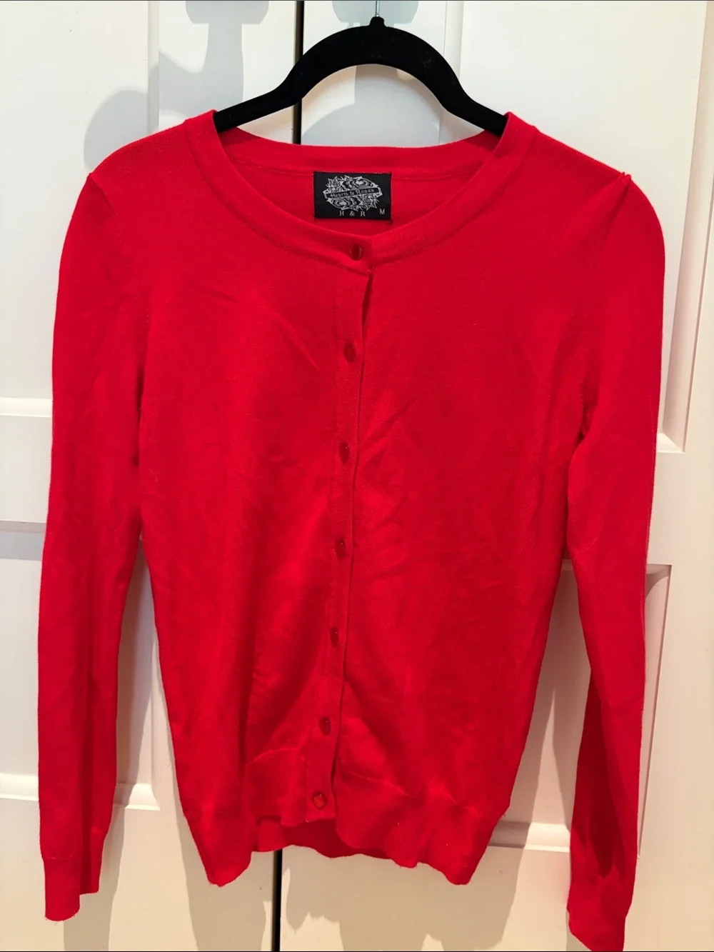 Classic Red Women's Button-Front Cardigan Sweater
